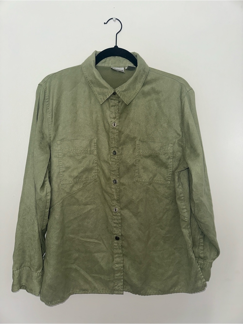 Chico's Olive Utility Button-Down Shirt